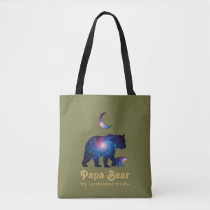 Cosmische Papa Beer & Welp Tote Bag