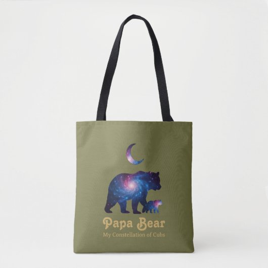 Cosmische Papa Beer & Welp Tote Bag (Voorkant)