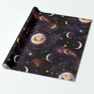 Cosmische Pompoenmaan Bokeh - Spookachtig Hemels Cadeaupapier