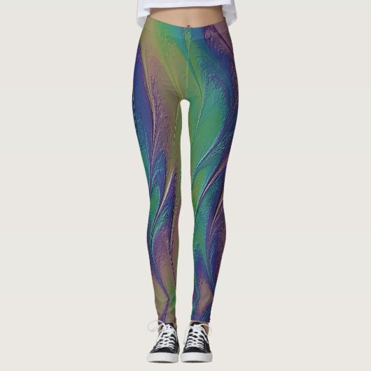 Cosmische Regenboog Iridiserende Verf Leggings (Voorkant)