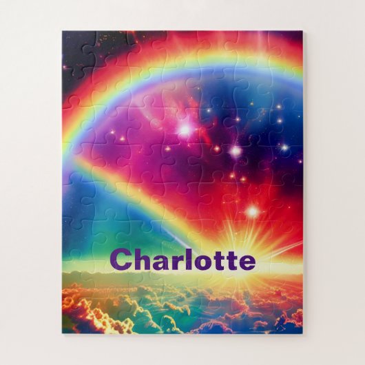 Cosmische regenboogovers boven Fantasy Indigo Clou Legpuzzel (Verticaal)