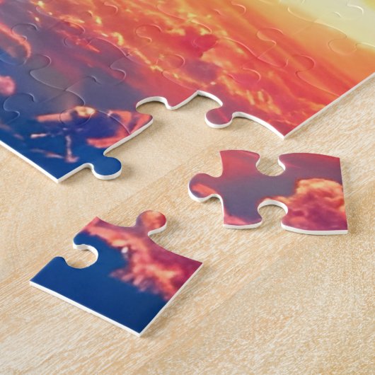 Cosmische regenboogovers boven Fantasy Indigo Clou Legpuzzel (Zijkant)