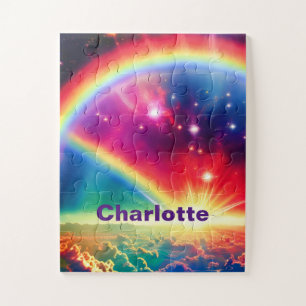 Cosmische regenboogovervallen over Fantasy Indigo  Legpuzzel