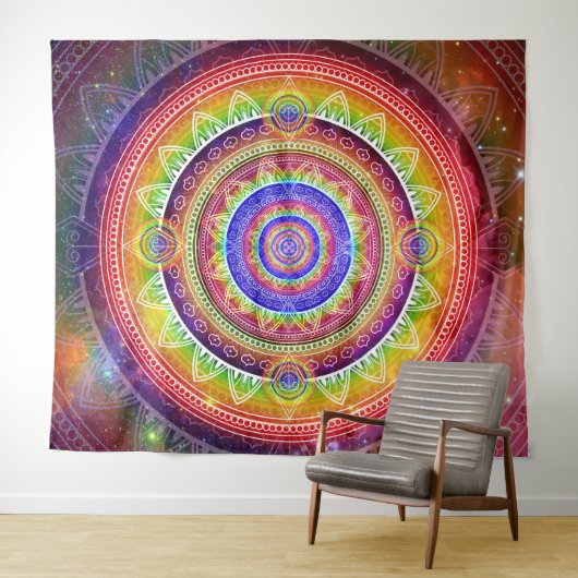 Cosmische Reis Mandala Wandkleed (In Situ (horizontaal))