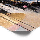 Cosmische Sakura Vergulde Vortex Roze Goud Galaxy  Poster (Hoek)