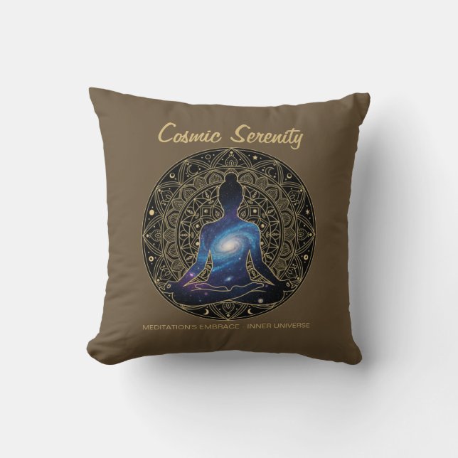 Cosmische Sereniteit Meditatie – Galaxy Mandala Kussen (Voorkant)