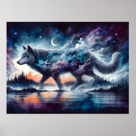 Cosmische Spirit Wolf Postercollectie Poster