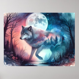 Cosmische Spirit Wolf Postercollectie Poster