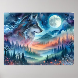 Cosmische Spirit Wolf Postercollectie Poster