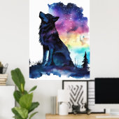 Cosmische Spirit Wolf Postercollectie Poster (Thuiskantoor)