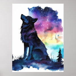 Cosmische Spirit Wolf Postercollectie Poster