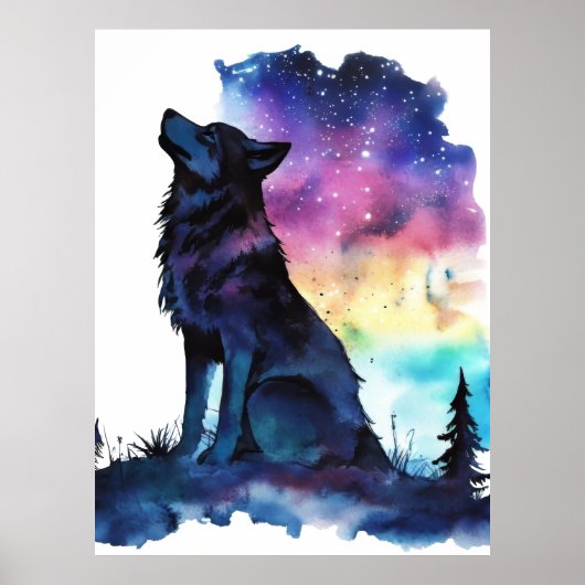 Cosmische Spirit Wolf Postercollectie Poster (Voorkant)
