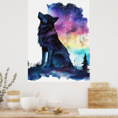 Cosmische Spirit Wolf Postercollectie Poster (Keuken)
