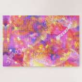 Cosmische sterren in een melkwegstelsel met roze b legpuzzel (Horizontaal)