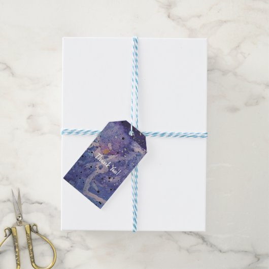 Cosmische sterrenstelsel waterverf abstract Bedank Cadeaulabel (Met Touw)