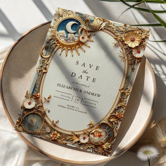 Cosmische Vintage Sterrenbeeld Bruiloft Save The Date