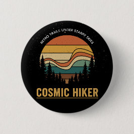 Cosmische Wandelaar Retro 70s Zonsondergang Ruimte Ronde Button 5,7 Cm
