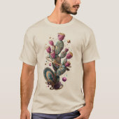 Cosmische woestijn cactus kunst t-shirt (Voorkant)