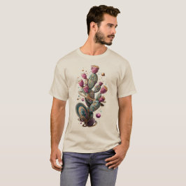 Cosmische woestijn cactus kunst t-shirt