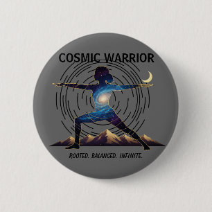 Cosmische Yoga Krijger Galaxy Lichaamshouding Ronde Button 5,7 Cm