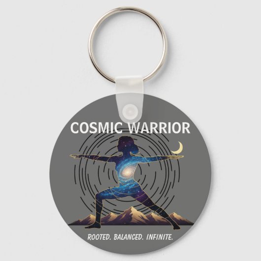 Cosmische Yoga Krijger | Galaxy Lichaamshouding Sleutelhanger (Voorkant)