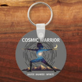 Cosmische Yoga Krijger | Galaxy Lichaamshouding Sleutelhanger (Achterkant)