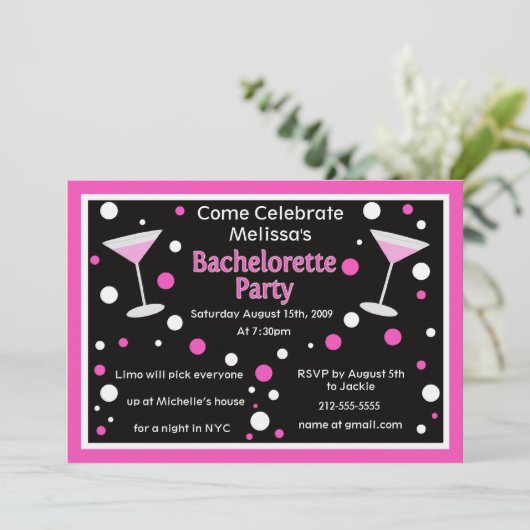 Cosmo Bachelorette Invite Kaart (Staand voorkant)