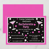 Cosmo Bachelorette Invite Kaart (Voorkant / Achterkant)