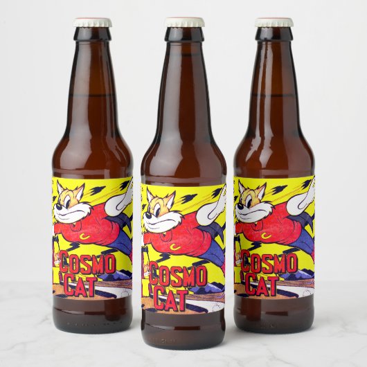 Cosmo Cat No.5, Funny  Comic Book Hoesje Bier Etiket (Flessen)