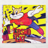Cosmo Cat No.5, Funny  Comic Book Hoesje Bier Etiket (Enkel label)