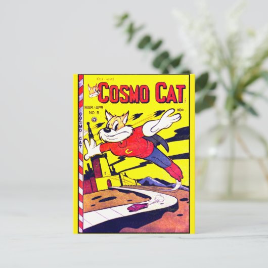 Cosmo Cat No.5, Funny  Comic Book Hoesje Briefkaart (Staand voorkant)