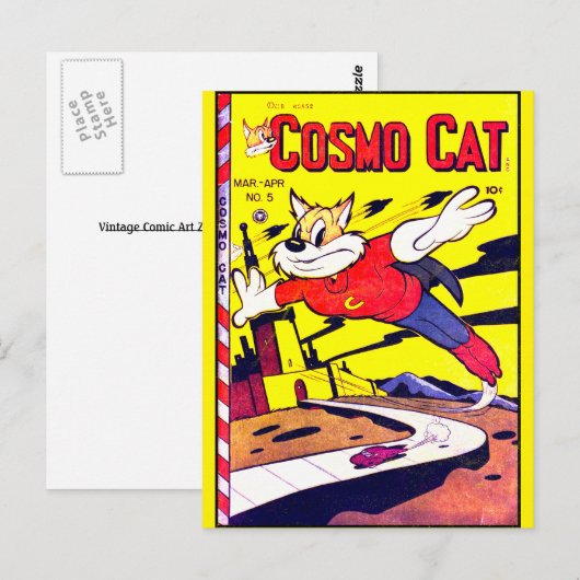 Cosmo Cat No.5, Funny  Comic Book Hoesje Briefkaart (Voorkant / Achterkant)