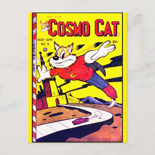 Cosmo Cat No.5, Funny  Comic Book Hoesje Briefkaart (Voorkant)