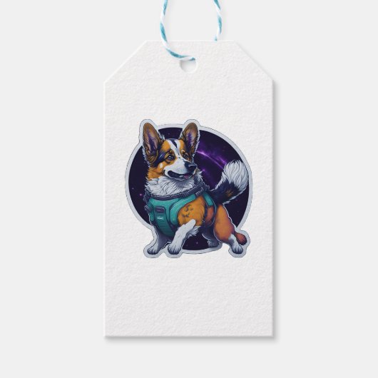 Cosmo de Spacedog Reiziger Galactische Hond Cadeaulabel (Voorkant)