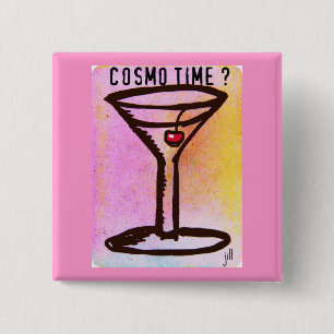 COSMO TIME MARTINI PRINT VAN Jill Haal je partij i Vierkante Button 5,1 Cm