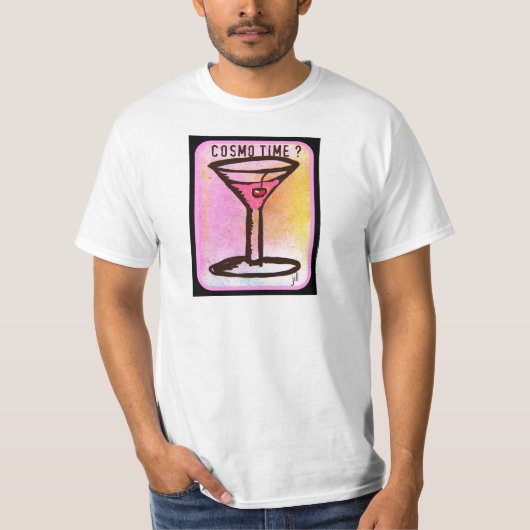 COSMO TIME PINK MARTINI PRINT T-SHIRT (Voorkant)
