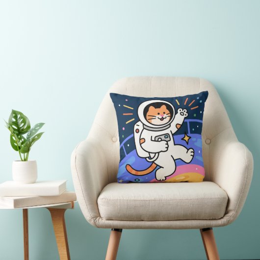 CosmoCat: Paws in Orbit Kussen (Stoel)