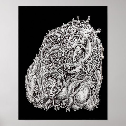 Cosmografisch hoofd, van Brian Benson, zwart Poster (Voorkant)