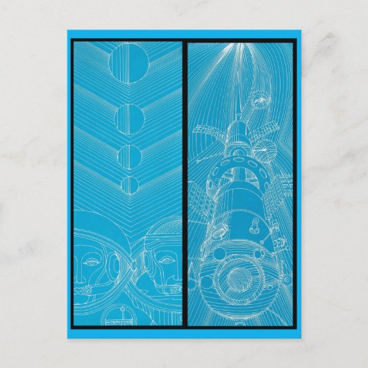 Cosmonaut Vier Briefkaart (Voorkant)