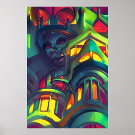 Cosmopolis van nieuwsgierigheid door Wombott Poster