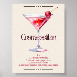 Cosmopolitan Art Print | Bar Decor Cocktail Poster