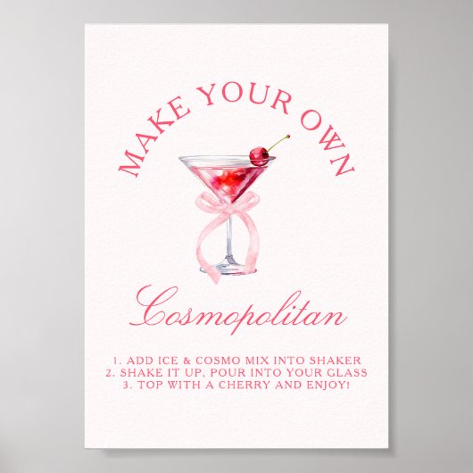 Cosmopolitan Bar Coquette Kersen Bachelorette Poster (Voorkant)
