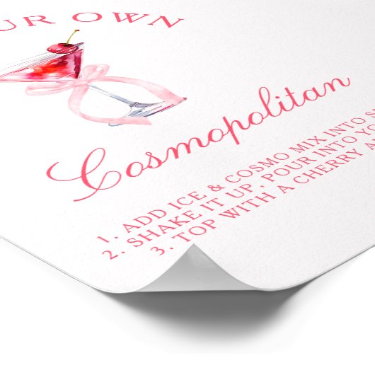 Cosmopolitan Bar Coquette Kersen Bachelorette Poster (Hoek)