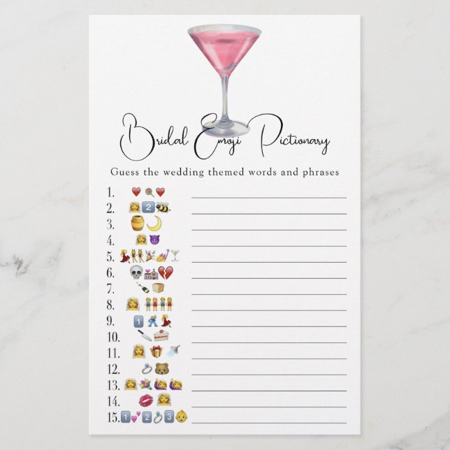 Cosmopolitan Bridal shower emoji pictionary (Voorkant)