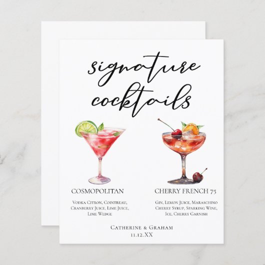 Cosmopolitan Cherry French 75 Cocktails Menu (Voorkant / Achterkant)