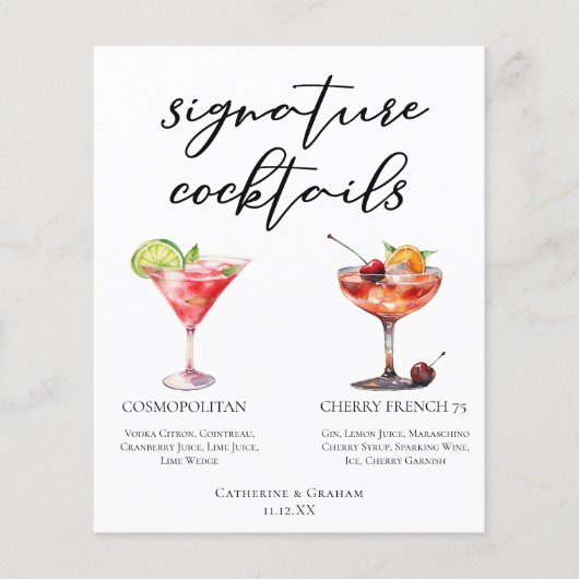 Cosmopolitan Cherry French 75 Cocktails Menu (Voorkant)