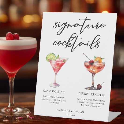 Cosmopolitan Cherry French 75 Cocktails Menu Reclamebord Met Voetstuk