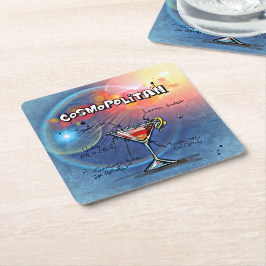 Cosmopolitan Cocktail (#2 van de 12 Reeksen van de Kartonnen Onderzetters (Schuin)