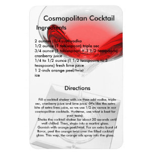 Cosmopolitan Cocktail Drink Recipe Magnet Magneet