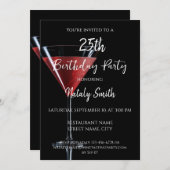 Cosmopolitan cocktail met kers op zwart kaart (Voorkant / Achterkant)